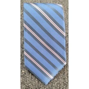 Barneys New York Men's Blue Pink Stripe 100% Silk Tie Made‎ In USA